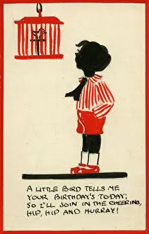 Cage Gallery: Postcard design artwork - A Little bird tells me