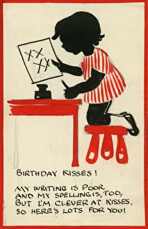 Postcard design - Birthday Kisses
