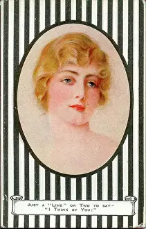 Wordplay Prints: Postcard, Just a Line or Two to say I think of you Date: early 20th century