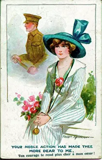 Spurgin Prints: Postcard, Pretty woman, absent soldier - Your noble action has made thee more dear to me