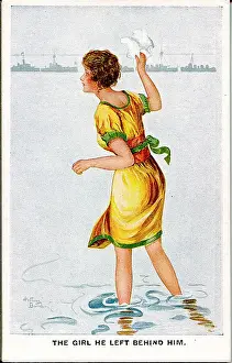 Goodbye Prints: Postcard, Pretty woman in the sea
