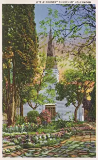 Postcard showing the Little Country Church of Hollywood