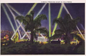 Premier Prints: Postcard showing World Premier Night in Hollwood, 1930s