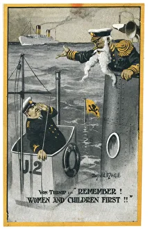 Postcard, Women and children first, WW1 Date: 1914-1918