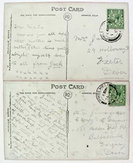 Images Dated 1st May 2012: Two postcards by R Cattey - WWI era