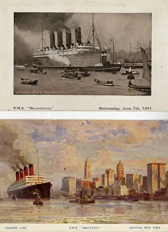 Skyscrapers Prints: Postcards, RMS Mauretania, RMS Aquitania