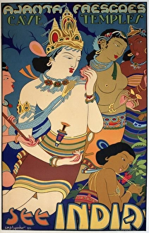Images Dated 26th May 2015: Poster advertising the Ajanta Frescoes, India