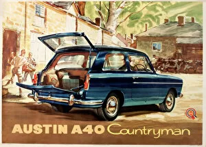 Cows Gallery: Poster advertising Austin A40 Countryman car
