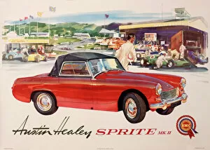 Images Dated 26th November 2012: Poster advertising Austin Healey Sprite MK II