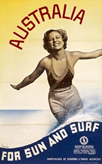 Travel Posters Collection: Poster advertising Australia for sun and surf