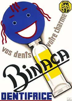 Toothpaste Prints: Poster advertising Binaca toothpaste