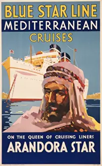 Cruising Prints: Poster advertising Blue Star Line Mediterranean cruises