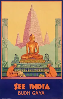 Worship Collection: Poster advertising Budh Gaya, India
