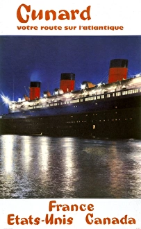 Images Dated 30th May 2017: Poster advertising Cunard cruises to USA and Canada