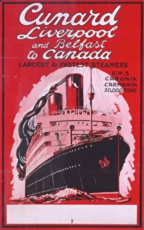 Leisure Gallery: Poster advertising Cunard from the UK to Canada
