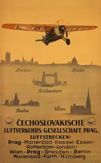 Nuremberg Prints: Poster advertising Czech airlines
