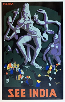 Images Dated 26th May 2015: Poster advertising the Ellora Caves, India
