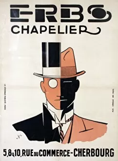 Poster advertising ERBOS hat makers of Cherbourg, France