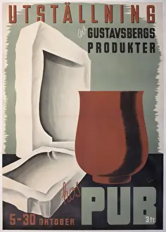Manufacture Prints: Poster advertising an exhibition of pottery, Sweden