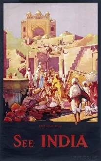 Fatehpur Collection: Poster advertising Fatehpur Sikri, India