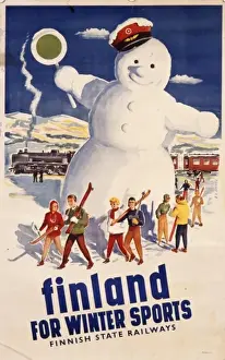 Ski Ing Prints: Poster advertising Finland for winter sports