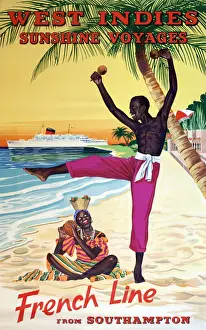 Poster advertising French Line to the West Indies