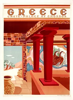 Images Dated 17th December 2012: Poster advertising Greece and the Palace of Knossos