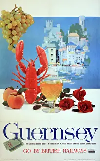 Grapes Prints: Poster advertising Guernsey, Channel Islands - Go By British Railways