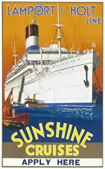 Sunshine Prints: Poster advertising Lamport & Holt sunshine cruises
