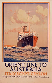 Lanka Gallery: Poster advertising Orient Line to Australia