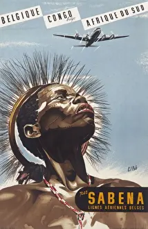 Poster advertising Sabena flights
