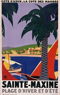 Poster advertising Sainte Maxime on the Cote d Azur