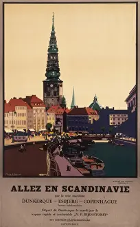 Poster advertising sea trips to Scandinavia