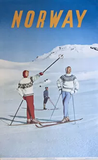 Railways Gallery: Poster advertising skiing in Norway