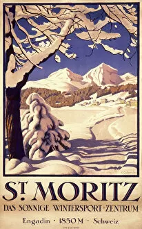 Poster advertising St Moritz for winter sports