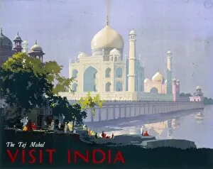 Travel Posters Collection: Poster advertising the Taj Mahal, India