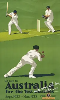 Batsman Prints: Poster advertising the Test Match in Australia