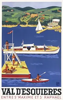 Sun Bathing Prints: Poster advertising Val d Esquieres, South of France