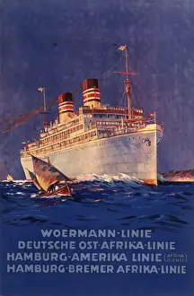 Cruises Prints: Poster advertising the Woermann Line