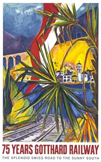 75th Prints: Poster celebrating the Gotthard Railway