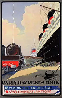 Poster, CGT cruises, Paris, Le Havre, New York