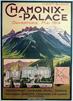 Blanc Prints: Poster, Chamonix Palace Hotel, Mont Blanc, France