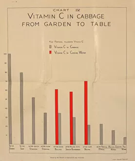 Images Dated 19th June 2018: Poster, Chart IV, Vitamin C in cabbage, WW2