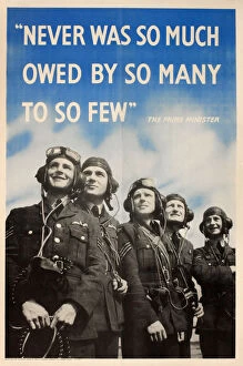 Images Dated 10th October 2017: Poster, Churchills praise for RAF Pilots