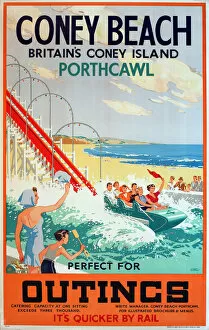Images Dated 28th April 2021: Poster, Coney Beach, Porthcawl, Wales, perfect for outings Date: circa 1939