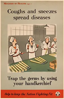 Images Dated 22nd December 2017: Poster, Coughs and sneezes spread diseases, WW2