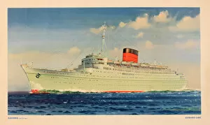 Images Dated 19th June 2018: Poster, Cunard cruise liner the Caronia