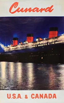 Images Dated 19th June 2018: Poster, Cunard cruises to USA and Canada