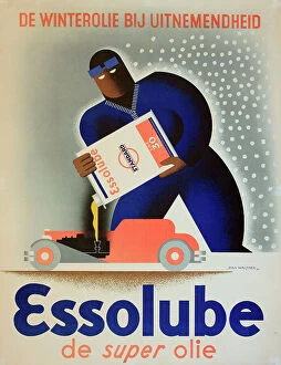 Pouring Collection: Poster, Essolube, the super oil, winter oil par excellence. Date: circa 1935