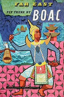 Poster, Far East, fly there by BOAC